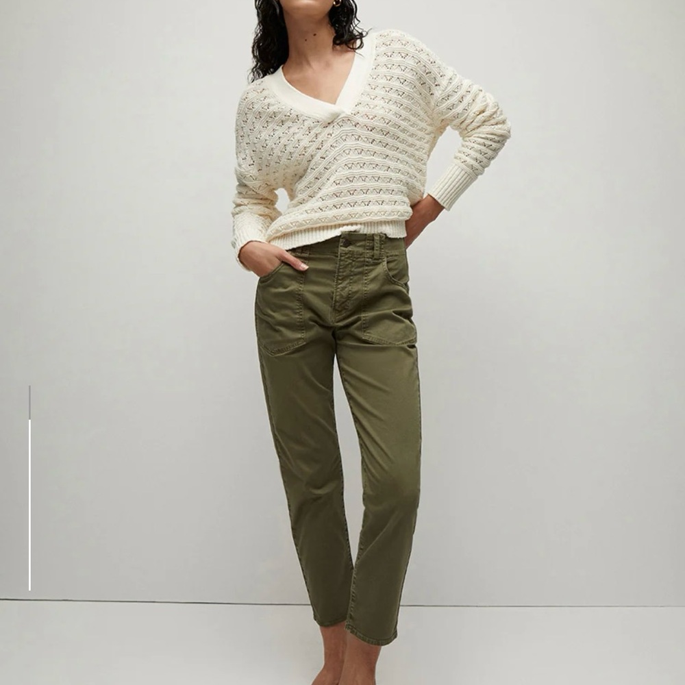 Veronica Beard Arya straight leg crop Olive Pants